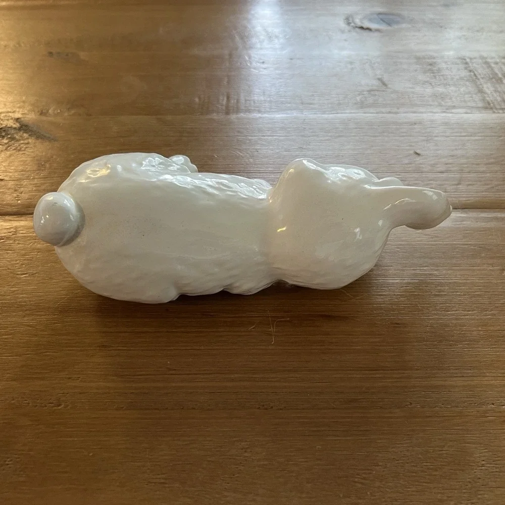 White Ceramic Sleeping Bunny Rabbit Shelf Sitter Figurine Whimsical Home Decor